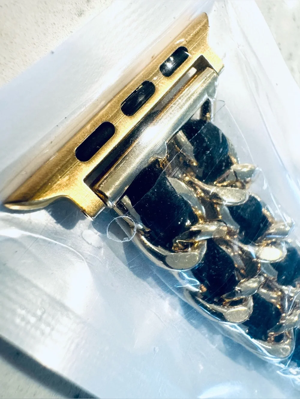 Gold and Black Chain-Link Watch Band for Smartwatch